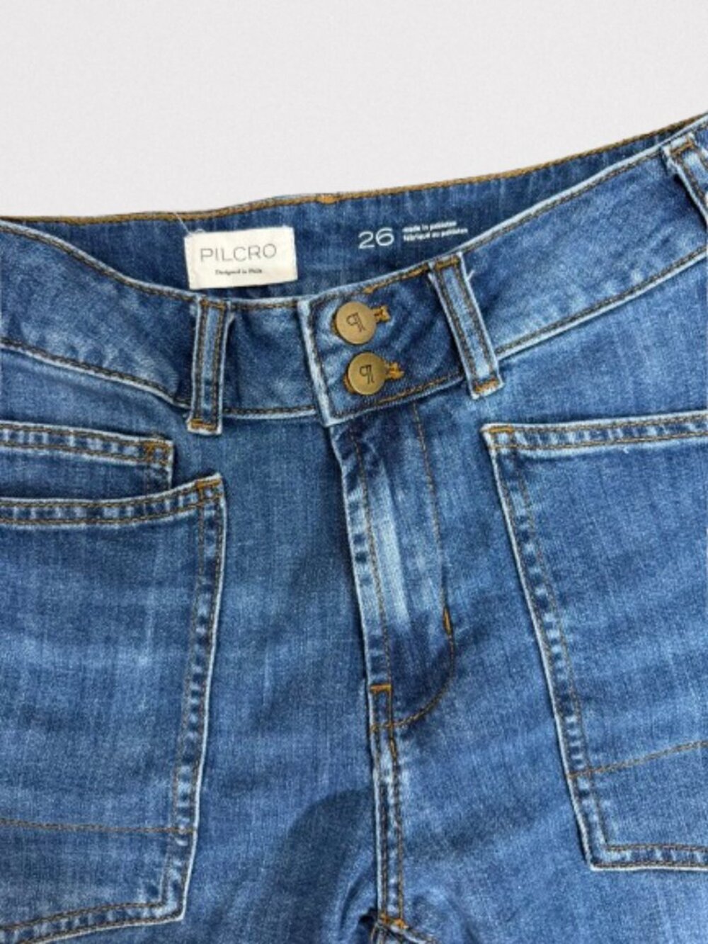 Anthropologie Pilcro The Wanderer Mid-Rise Relaxed Jeans Size 26 Mid Wash - Picture 6 of 11